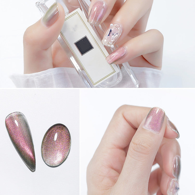JMT-015050 Cat Eye Nail Polish Gel - Milk Tea Color - 7ml, Durable, Glossy Finish, Light-Cured Formula