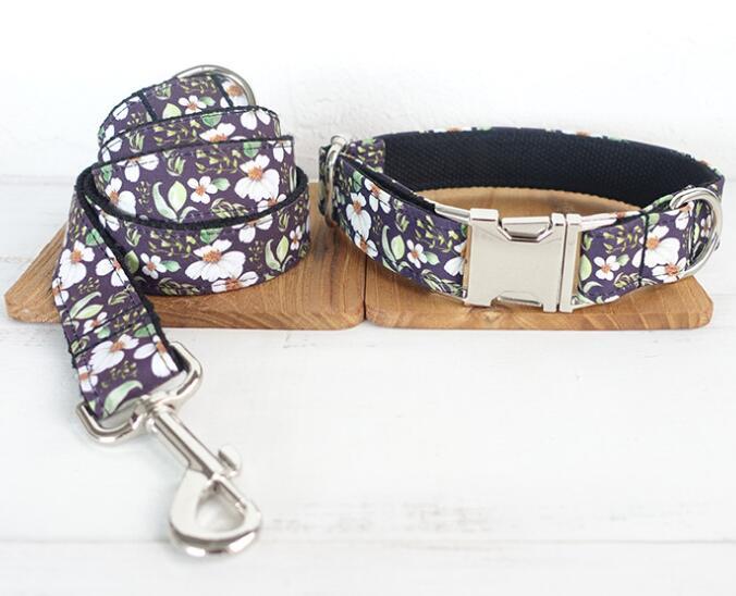 JMT-015242 Small Flower Print Pet Traction Set - Durable Polyester Material for Safety and Comfort