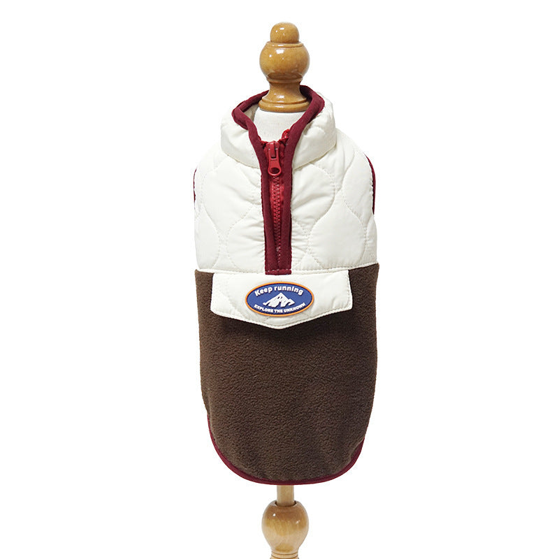 JMT-015370 Warm Zipper Waistcoat for Dogs - Cozy Granular Fleece and Polyester Fiber, Autumn & Winter Apparel