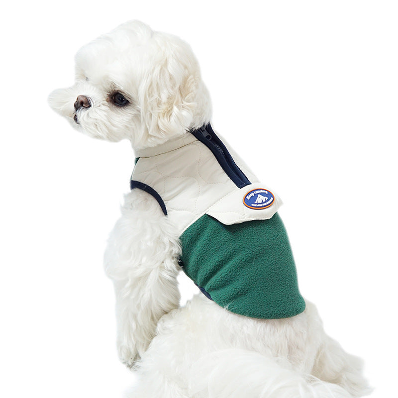JMT-015370 Warm Zipper Waistcoat for Dogs - Cozy Granular Fleece and Polyester Fiber, Autumn & Winter Apparel