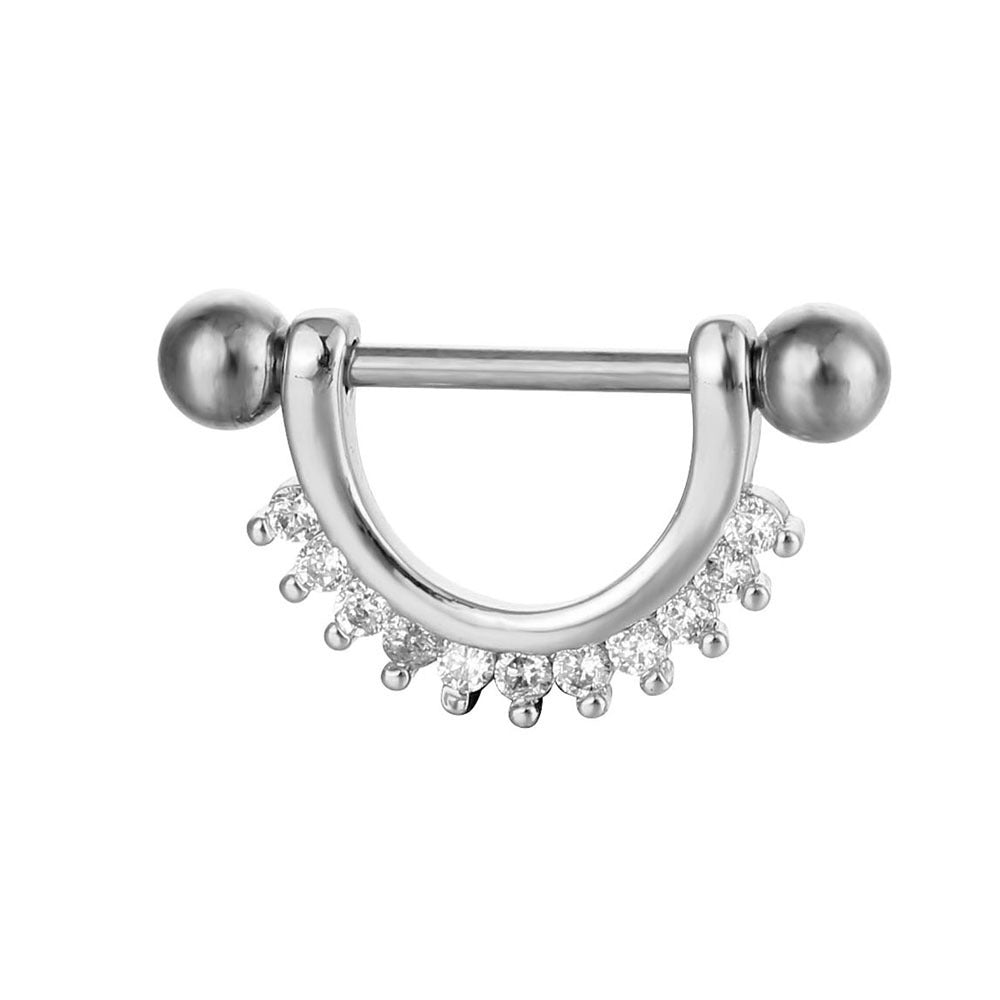 JMT-015434 Stainless Steel Heart-Shaped Puncture Nipple Ornament with Inlaid Zircon for Men