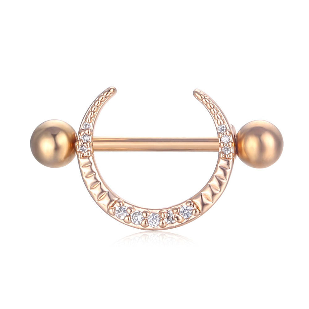 JMT-015434 Stainless Steel Heart-Shaped Puncture Nipple Ornament with Inlaid Zircon for Men