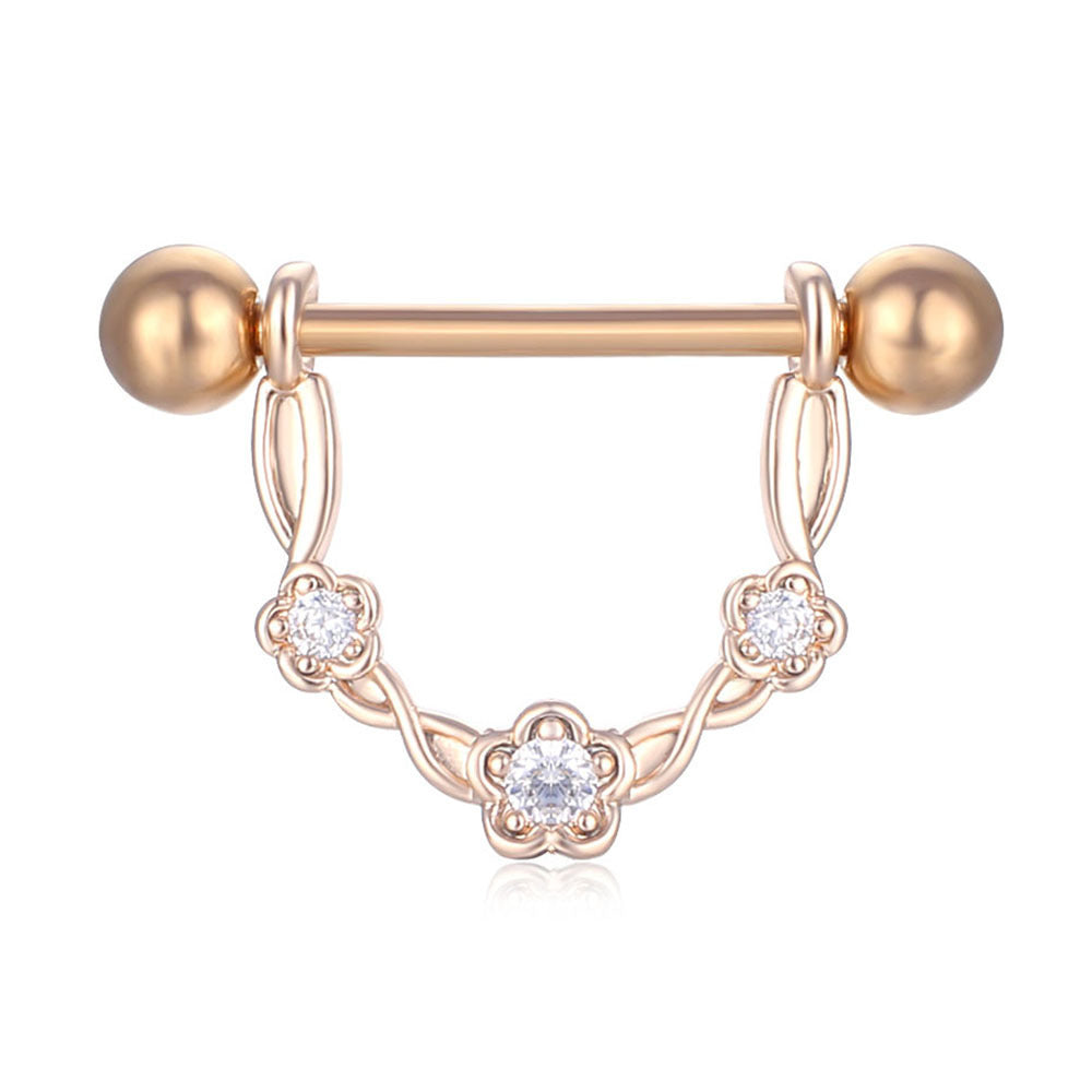 JMT-015434 Stainless Steel Heart-Shaped Puncture Nipple Ornament with Inlaid Zircon for Men