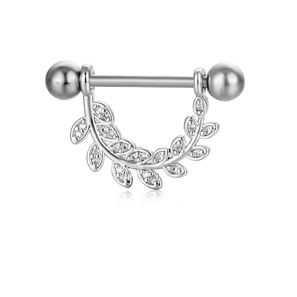 JMT-015434 Stainless Steel Heart-Shaped Puncture Nipple Ornament with Inlaid Zircon for Men