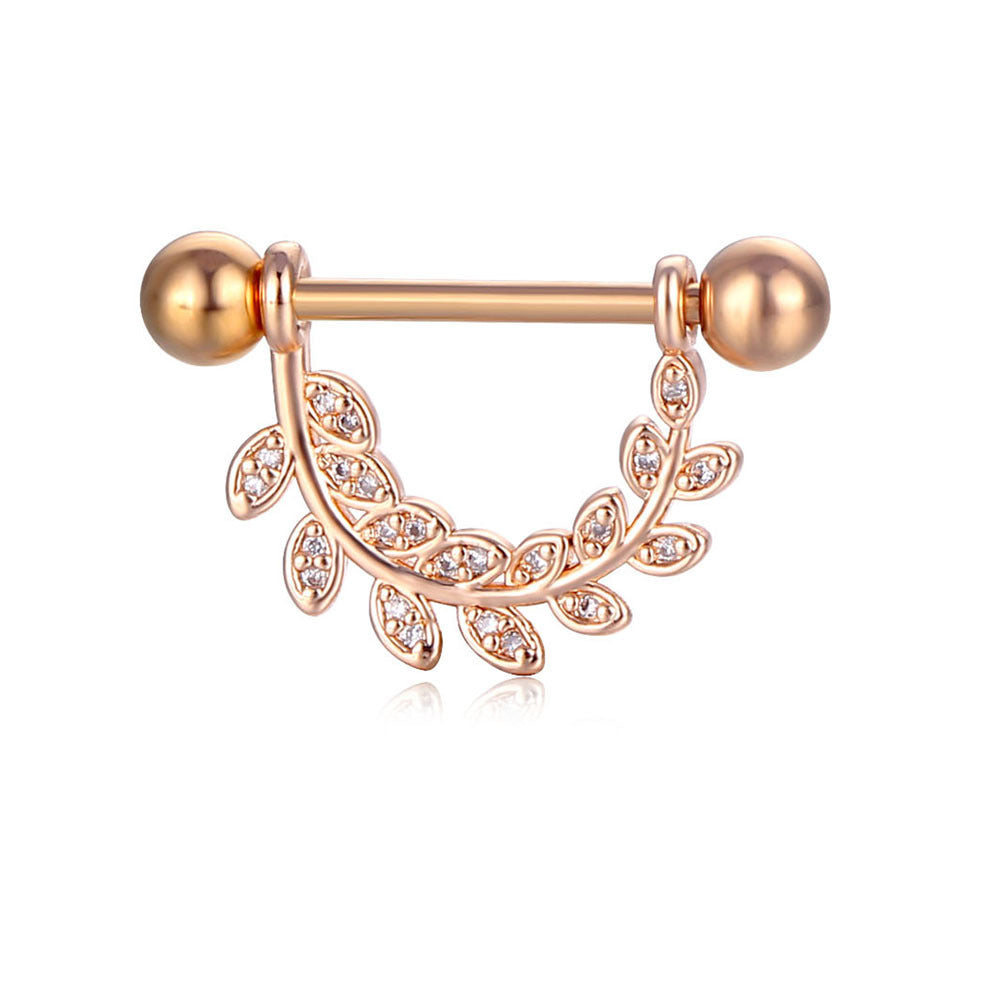 JMT-015434 Stainless Steel Heart-Shaped Puncture Nipple Ornament with Inlaid Zircon for Men