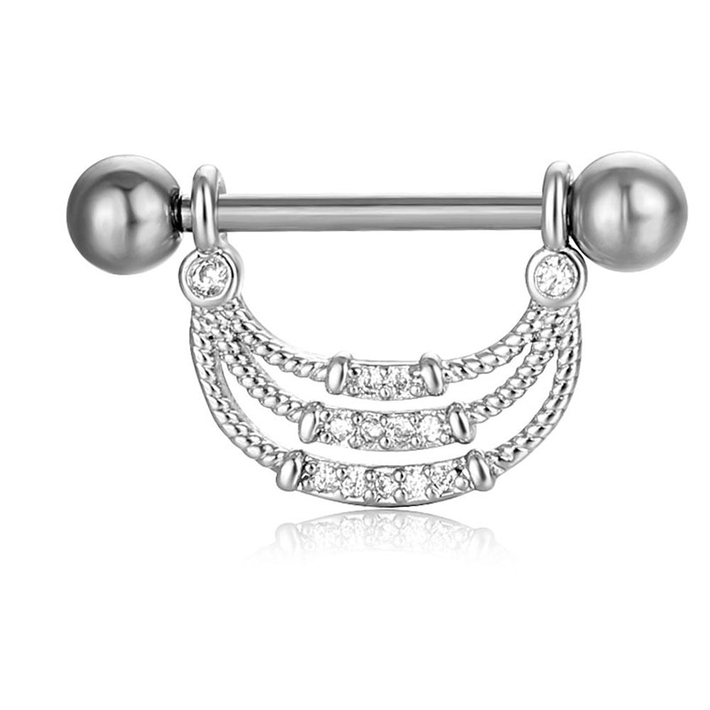 JMT-015434 Stainless Steel Heart-Shaped Puncture Nipple Ornament with Inlaid Zircon for Men