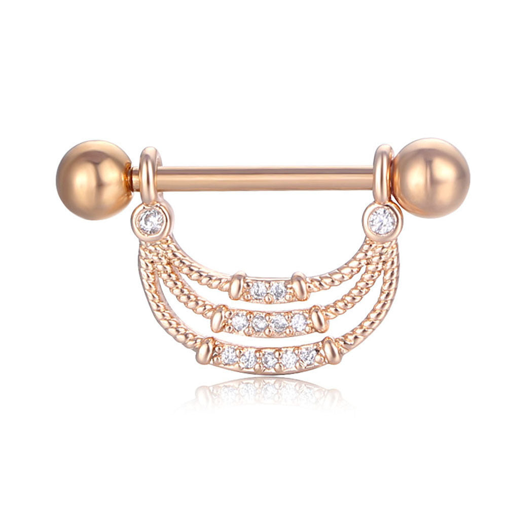 JMT-015434 Stainless Steel Heart-Shaped Puncture Nipple Ornament with Inlaid Zircon for Men