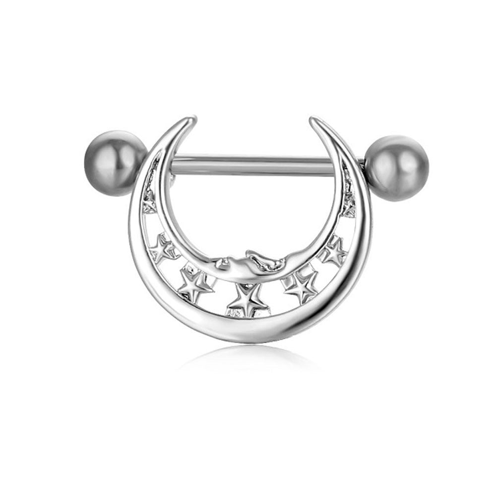 JMT-015434 Stainless Steel Heart-Shaped Puncture Nipple Ornament with Inlaid Zircon for Men