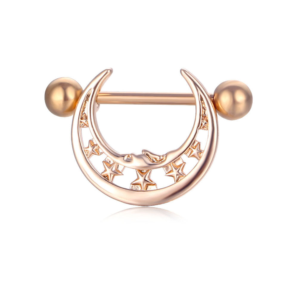 JMT-015434 Stainless Steel Heart-Shaped Puncture Nipple Ornament with Inlaid Zircon for Men