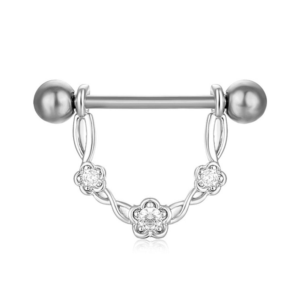 JMT-015434 Stainless Steel Heart-Shaped Puncture Nipple Ornament with Inlaid Zircon for Men