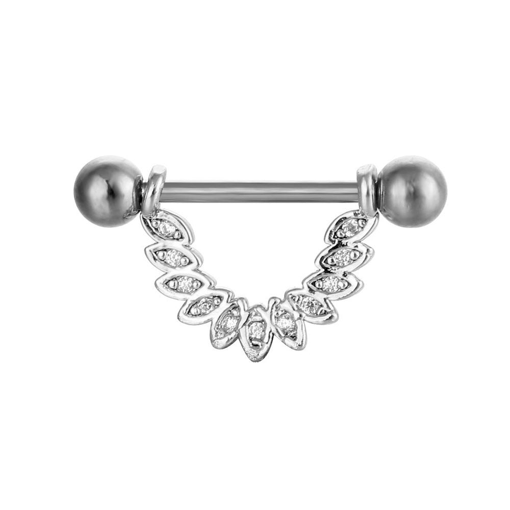 JMT-015434 Stainless Steel Heart-Shaped Puncture Nipple Ornament with Inlaid Zircon for Men