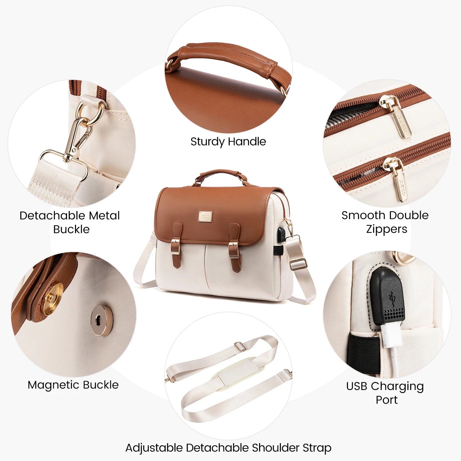 JMT-015626 Waterproof Large Office Tote Bag for Women – Stylish PU Briefcase for Laptops and Daily Business Use