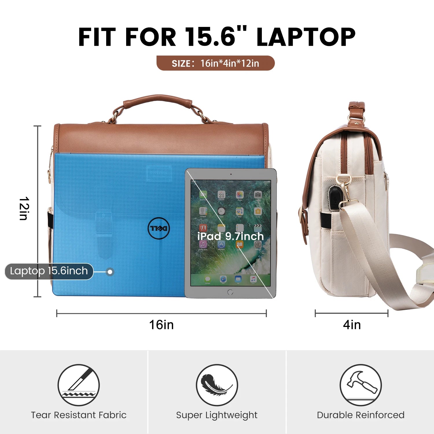 JMT-015626 Waterproof Large Office Tote Bag for Women – Stylish PU Briefcase for Laptops and Daily Business Use