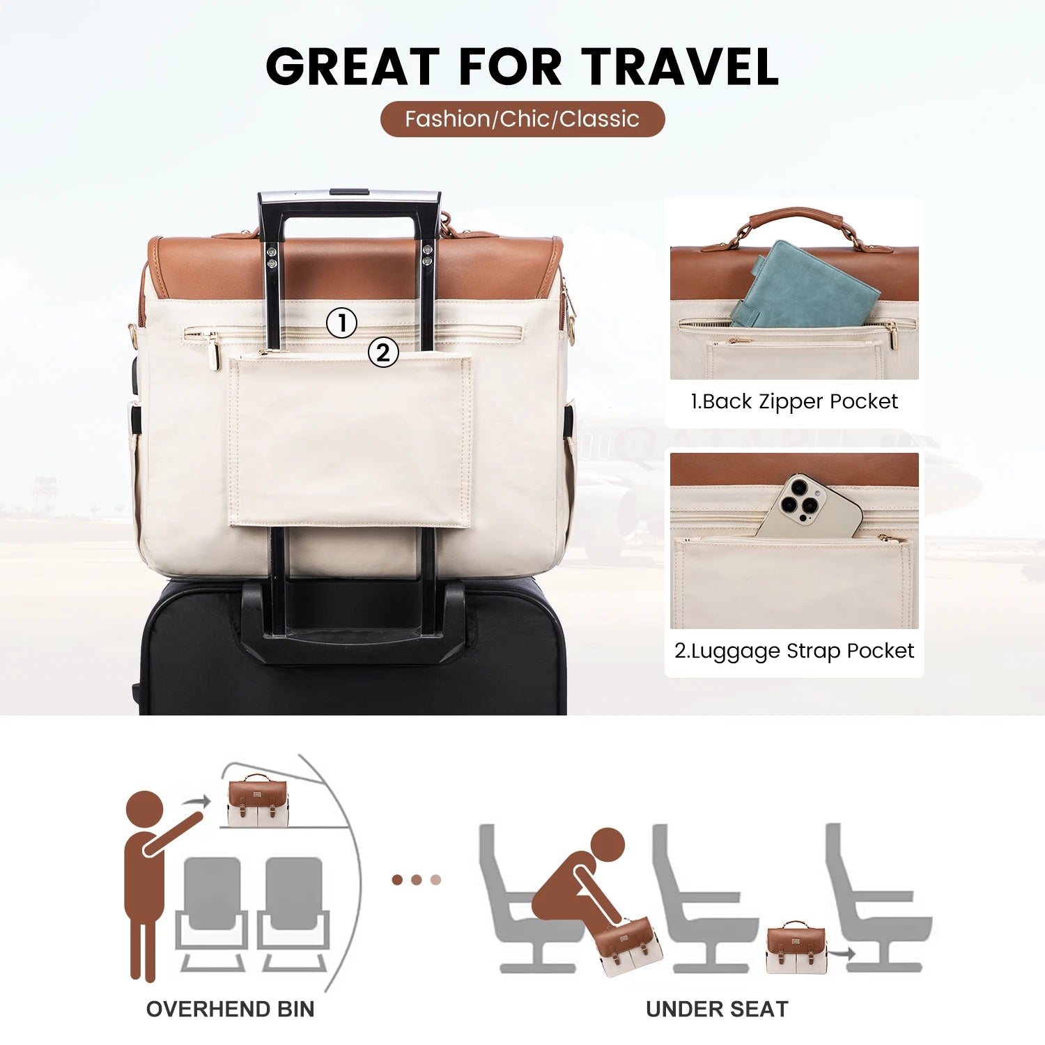 JMT-015626 Waterproof Large Office Tote Bag for Women – Stylish PU Briefcase for Laptops and Daily Business Use