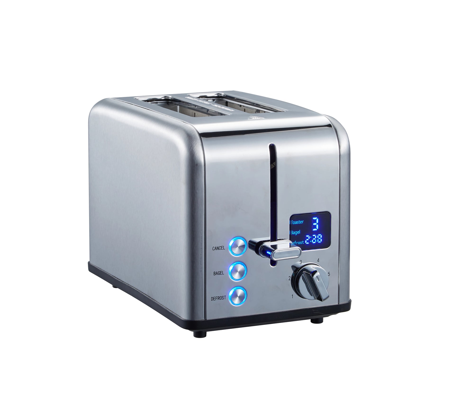 JMT-016714 Stainless Steel 2-Slice Toaster with Automatic Pop-Up and Reheat/Defrost Functions