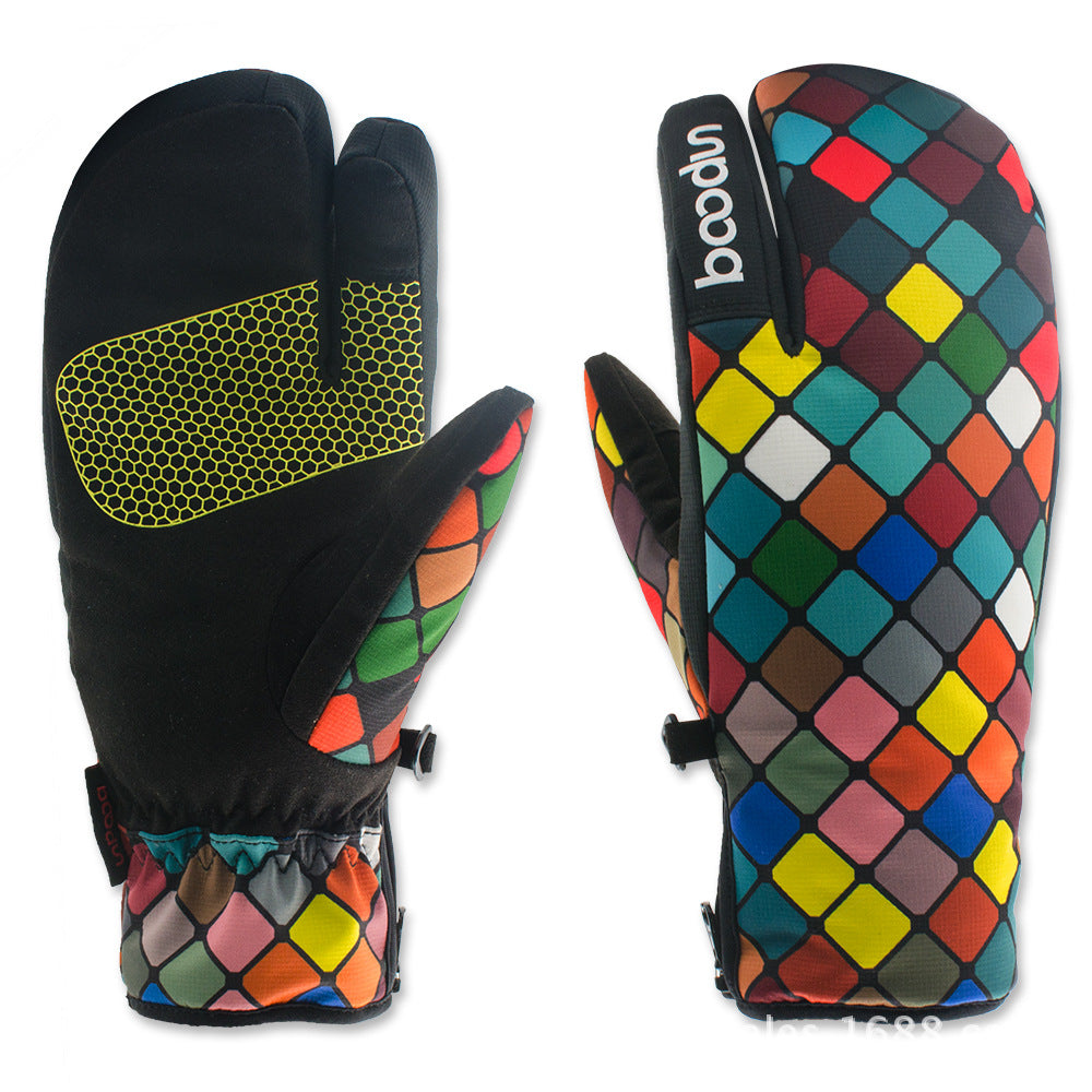 JMT-016778 Three-Finger Warm Outdoor Ski Gloves for Cold Weather Activities