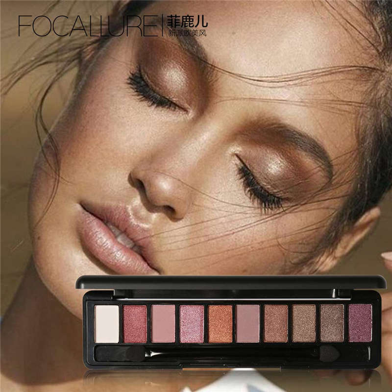 JMT-017482 10-Color Matte Waterproof Eyeshadow Palette in Earth Tones with Pearlescent Finish