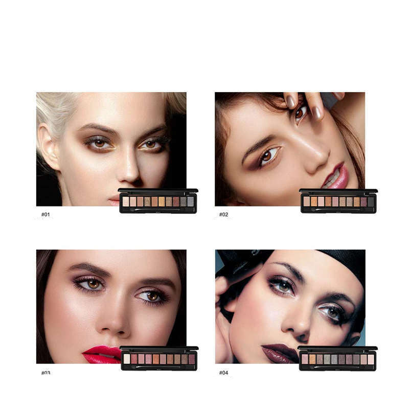 JMT-017482 10-Color Matte Waterproof Eyeshadow Palette in Earth Tones with Pearlescent Finish