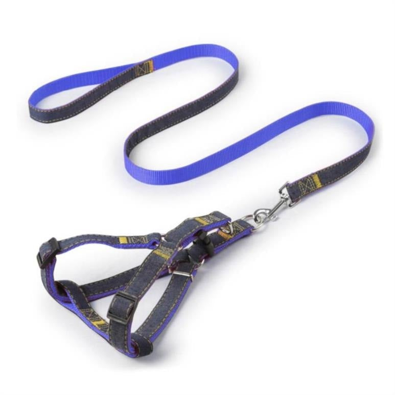 JMT-017546 Denim Seamed Pet Leash for Small to Medium Dogs, Available in Multiple Widths