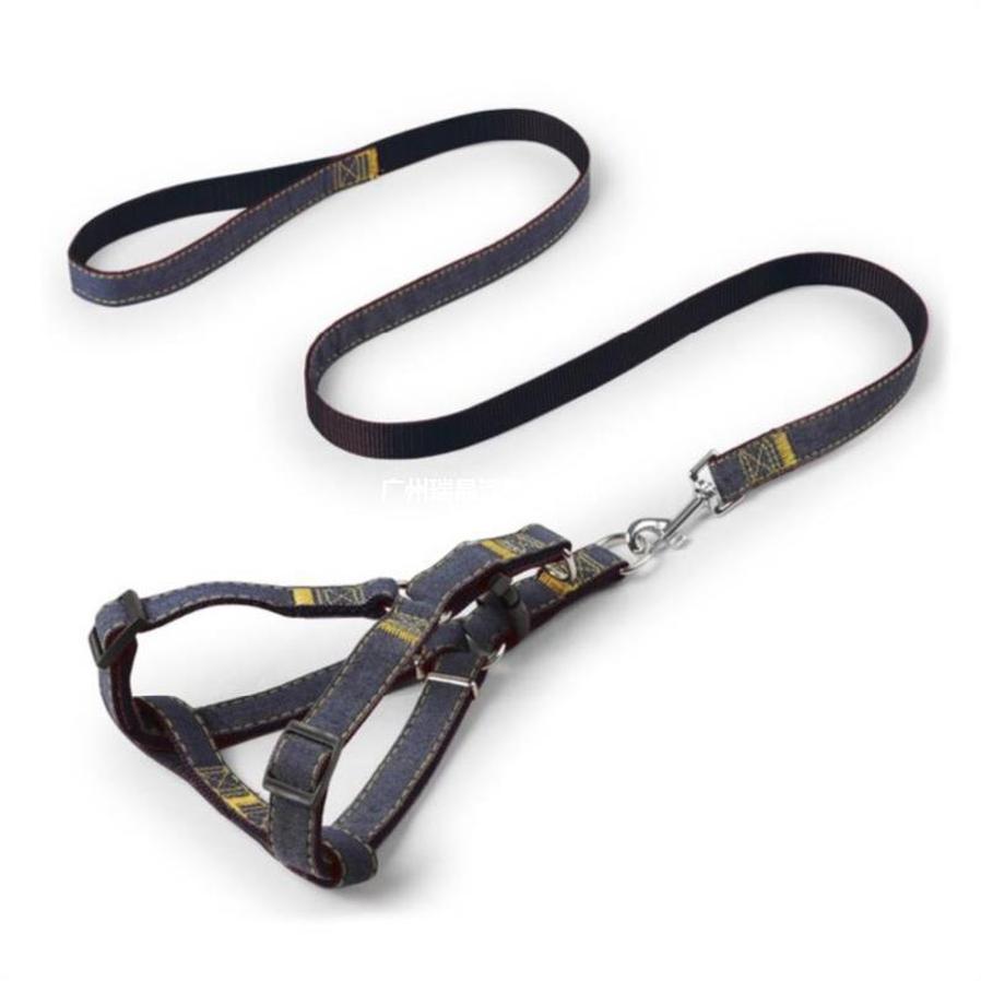 JMT-017546 Denim Seamed Pet Leash for Small to Medium Dogs, Available in Multiple Widths