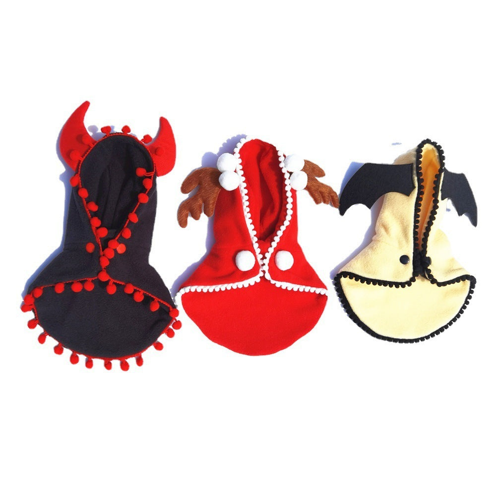 JMT-017674 Hooded Fleece Pet Cloak for Halloween and Christmas - Black, Red, Yellow