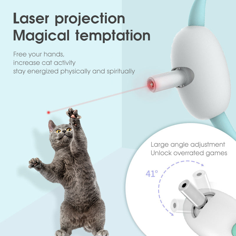 JMT-017866 Smart Interactive Laser Cat Collar - USB Rechargeable, Adjustable Length, Hands-Free Play Toy for Active Kittens