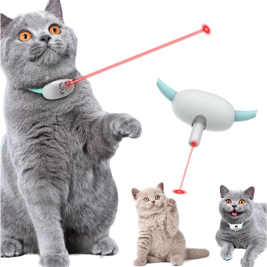 JMT-017866 Smart Interactive Laser Cat Collar - USB Rechargeable, Adjustable Length, Hands-Free Play Toy for Active Kittens