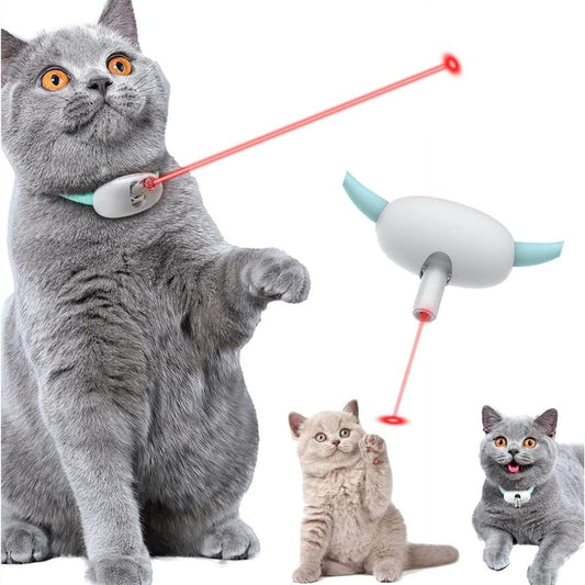 JMT-017866 Smart Interactive Laser Cat Collar - USB Rechargeable, Adjustable Length, Hands-Free Play Toy for Active Kittens