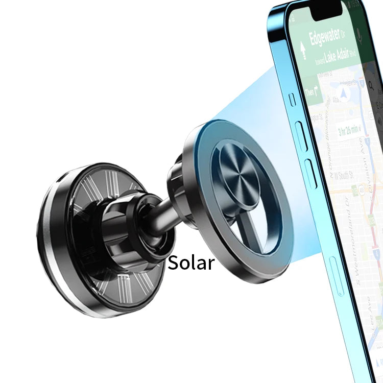 JMT-017866 Solar-Powered Magnetic Car Phone Holder with Stable Glass Adsorption and Foldable Design