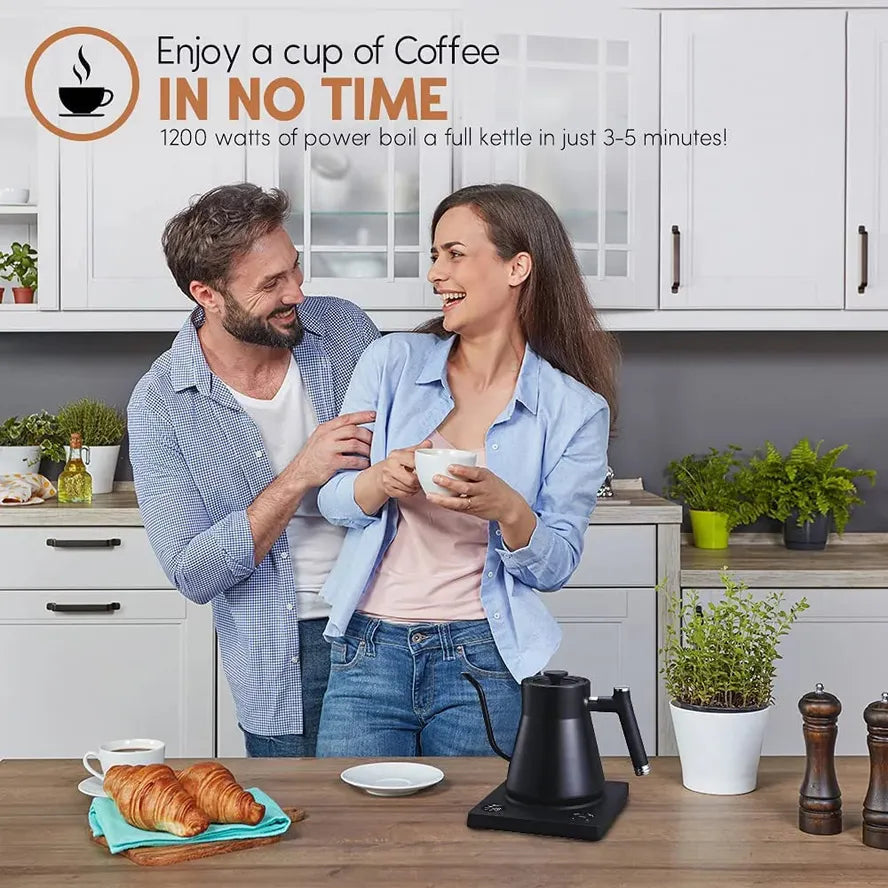 JMT-018314 Stainless Steel Gooseneck Kettle with Temperature Control for Precise Boiling and Pouring
