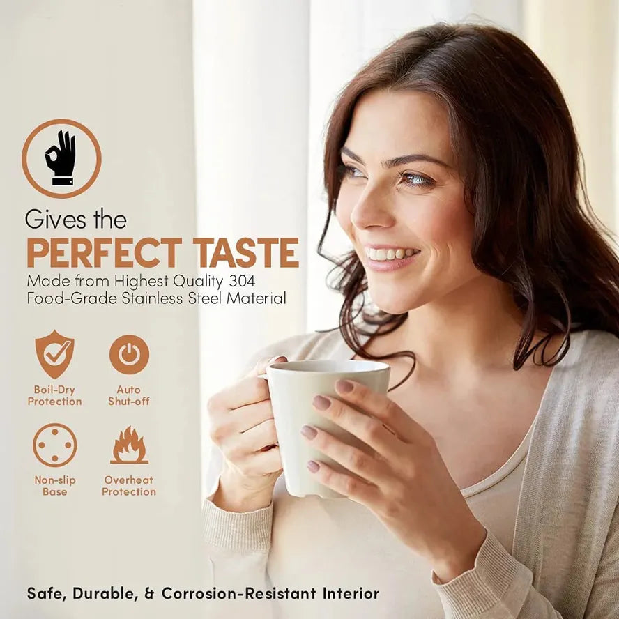 JMT-018314 Stainless Steel Gooseneck Kettle with Temperature Control for Precise Boiling and Pouring