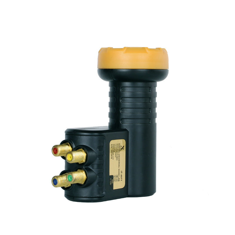 JMT-018378 Universal Ku-Band Four-Way LNB for Satellite TV Receivers, New Acrylic Material, Low Noise Ratio, 10.7-12.75 GHz Input