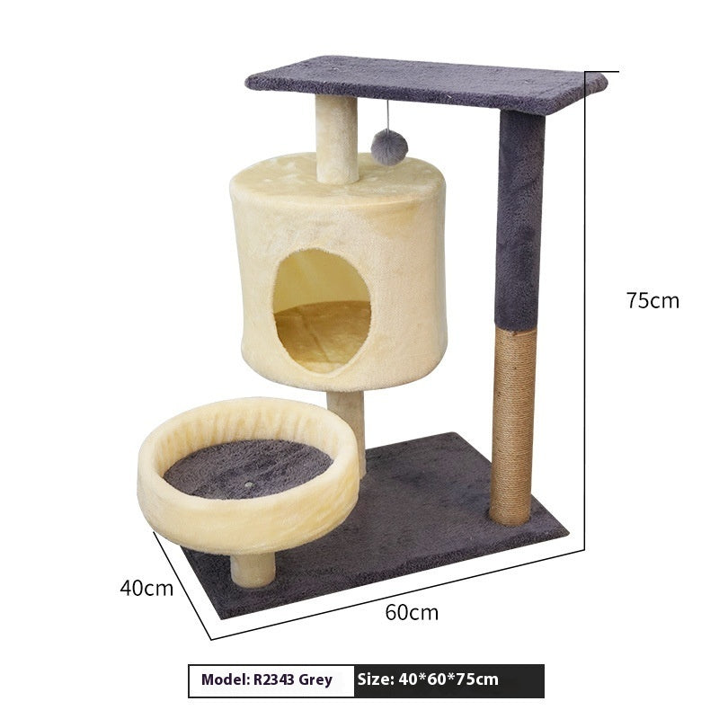 JMT-018506 Simple Wooden Cat Climbing Frame in Gray and Brown - 40x60x75cm