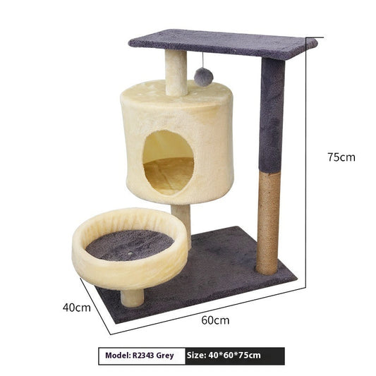 JMT-018506 Simple Wooden Cat Climbing Frame in Gray and Brown - 40x60x75cm