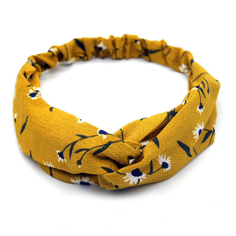 JMT-018890 Cross-Knotted Wide-Brimmed Fabric Flower Headband for Women