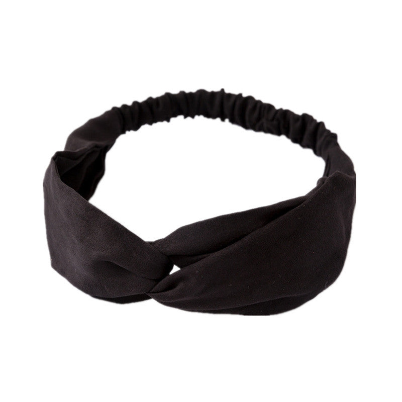 JMT-018890 Cross-Knotted Wide-Brimmed Fabric Flower Headband for Women