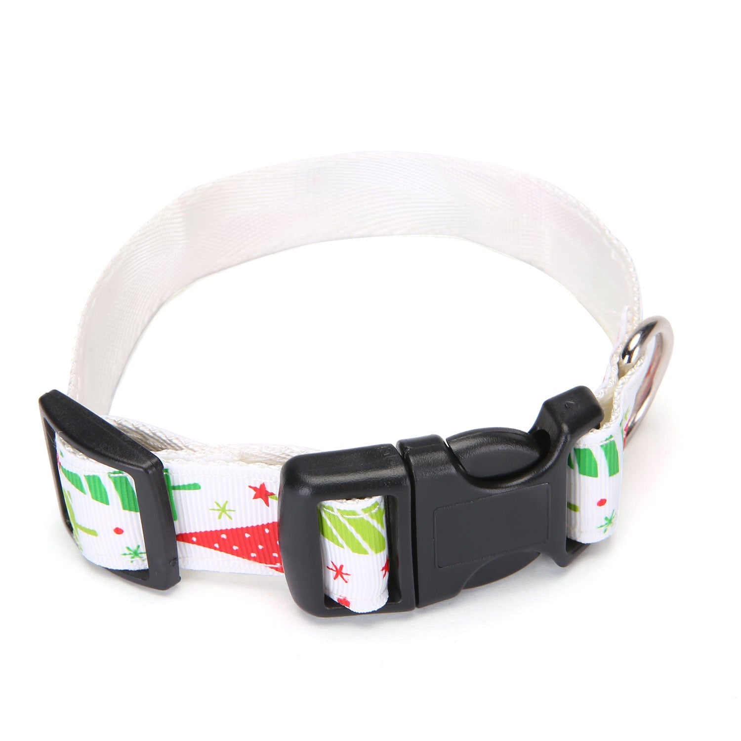 JMT-019018 Red and Green Dot Pattern Polyester Dog Collars - Adjustable Sizes S and L