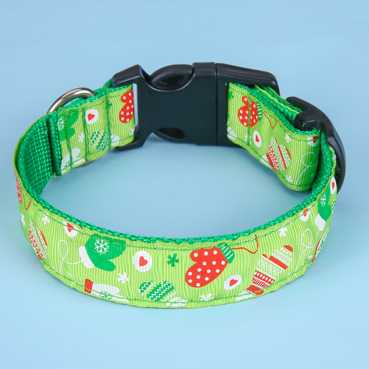 JMT-019018 Red and Green Dot Pattern Polyester Dog Collars - Adjustable Sizes S and L