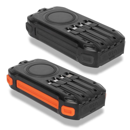 JMT-019530 Portable 49,800mAh Solar Power Bank with Built-In Cables, Wireless Charging, and LED Flashlight for Outdoor Adventures