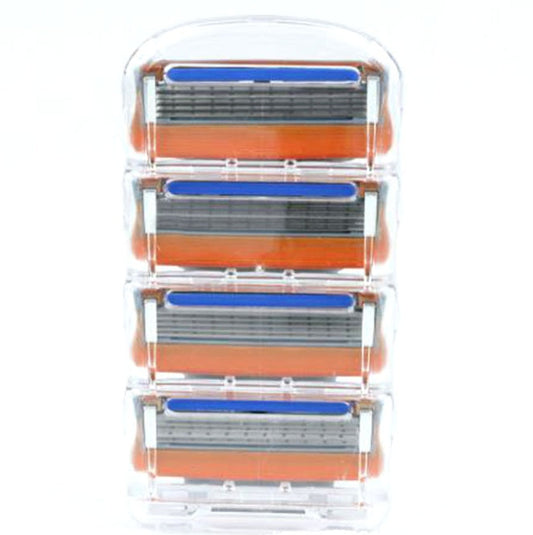 JMT-019594 Five-Layer Manual Shaving Blade with Orange Detailing - 4 Blades, Compact Design (8.8cm x 4.7cm x 2cm)