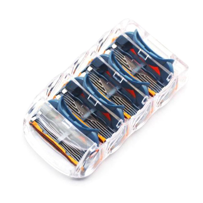 JMT-019594 Five-Layer Manual Shaving Blade with Orange Detailing - 4 Blades, Compact Design (8.8cm x 4.7cm x 2cm)