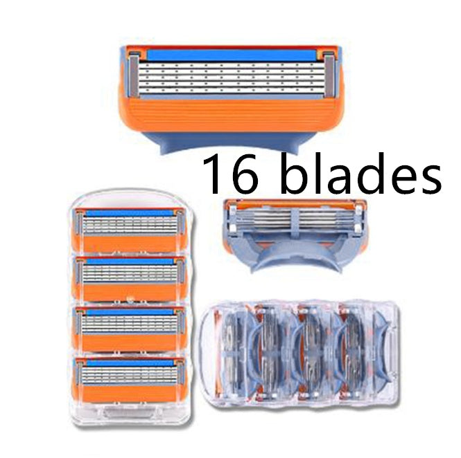 JMT-019594 Five-Layer Manual Shaving Blade with Orange Detailing - 4 Blades, Compact Design (8.8cm x 4.7cm x 2cm)