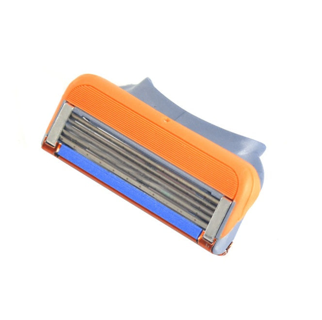 JMT-019594 Five-Layer Manual Shaving Blade with Orange Detailing - 4 Blades, Compact Design (8.8cm x 4.7cm x 2cm)