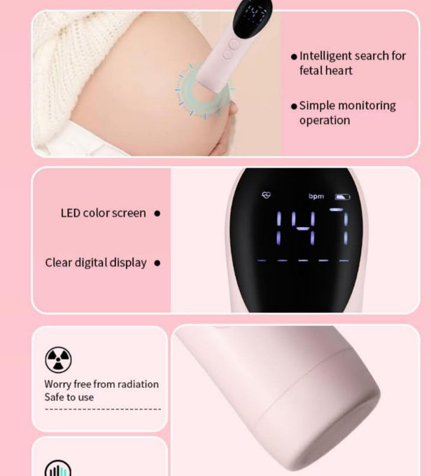 JMT-020170 Handheld Fetal Doppler Ultrasound Stethoscope for Monitoring Fetal Heartbeat