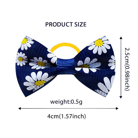 JMT-020170 Small Floral Cloth Headbands for Pets - 50 Pack of Casual Daisy Rubber Bands