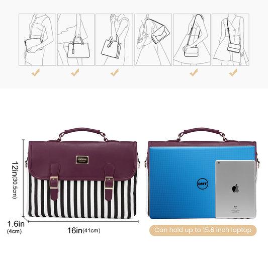 JMT-020170 Stylish 15.6 Inch Laptop Briefcase for Women - Spacious Canvas Shoulder Bag