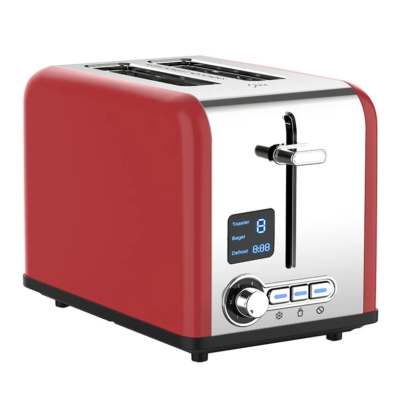 JMT-020298 Stainless Steel 2-Slice Toaster with Digital LED Display and Automatic Pop-Up Feature
