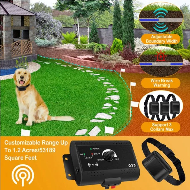 JMT-020362 Electric Dog Fence System with Collar and Underground Wire for Reliable Pet Containment