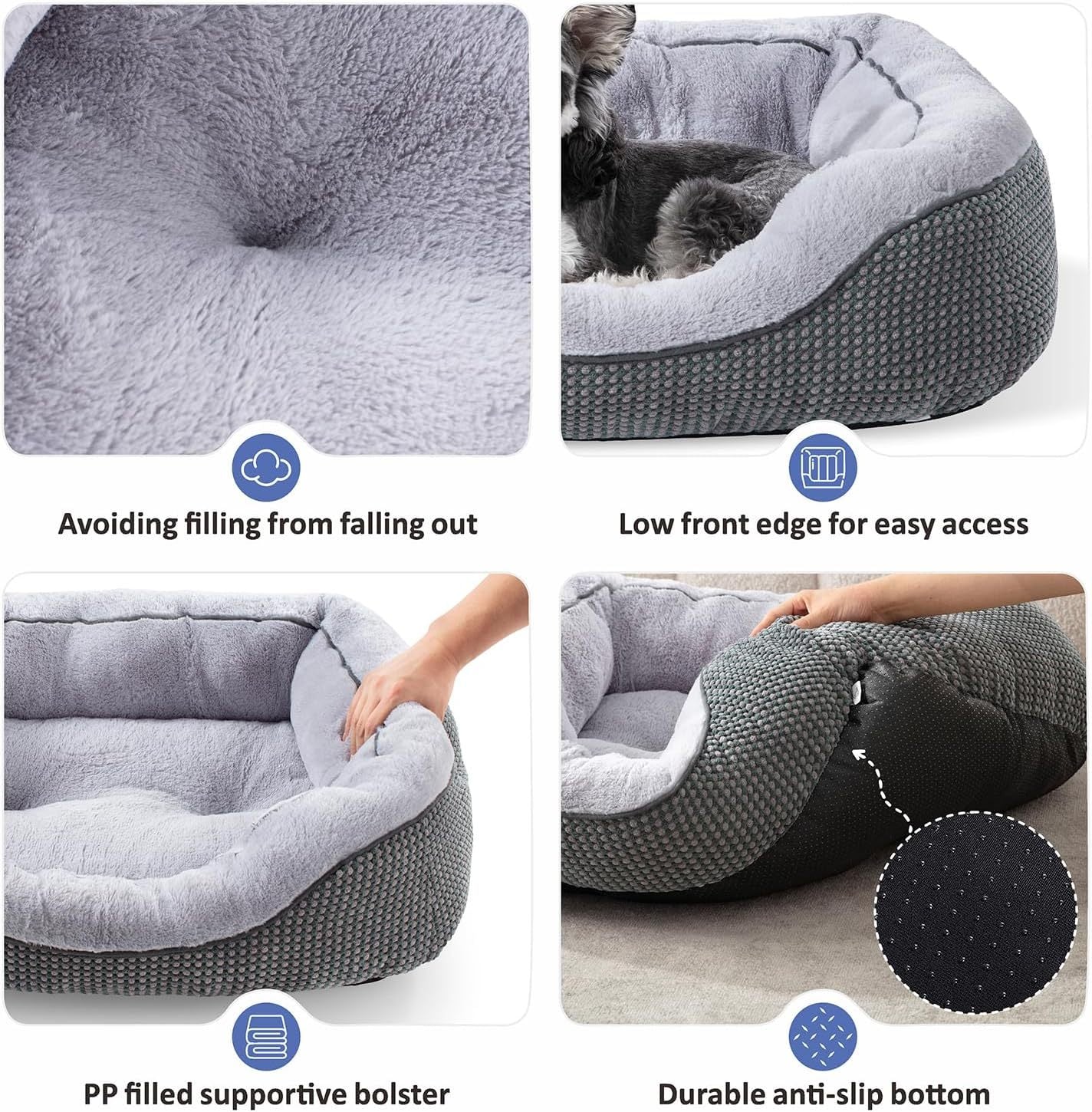 JMT-020810 Plush Faux Fur Dog Crate Bed, Calming Anti-Anxiety Mat with Non-Slip Bottom for Medium Dogs