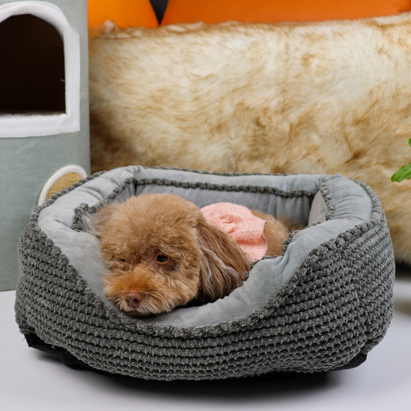 JMT-020810 Plush Faux Fur Dog Crate Bed, Calming Anti-Anxiety Mat with Non-Slip Bottom for Medium Dogs